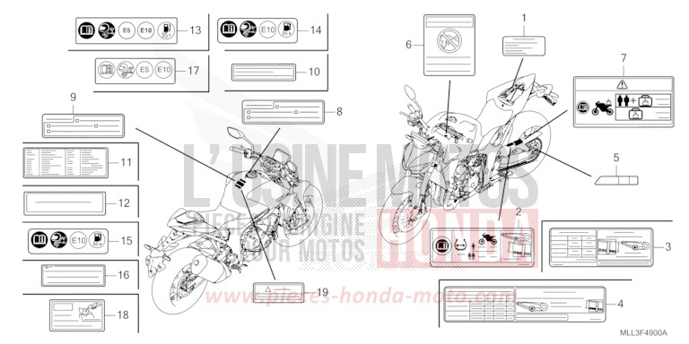 CAUTION LABEL for CB1000F "Big One" GRAND PRIX RED (R380) from 2025